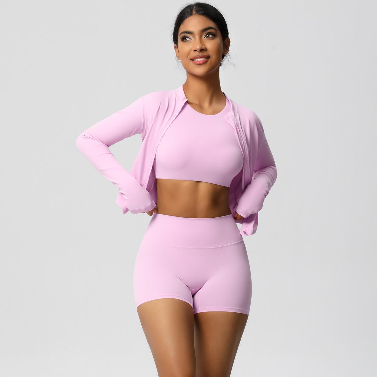 

Облегающий костюм для йоги с высокой талией, нюдовый быстросохнущий комплект для упражнений для женщин, для активного отдыха, комплект из трех предметов для похудения и фитнеса для женщин XL