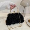Elegant Women 3D Floral Chiffon Evening Bag Handcrafted Chain Strap Clutch Purse for Wedding Party Shoulder Crossbody