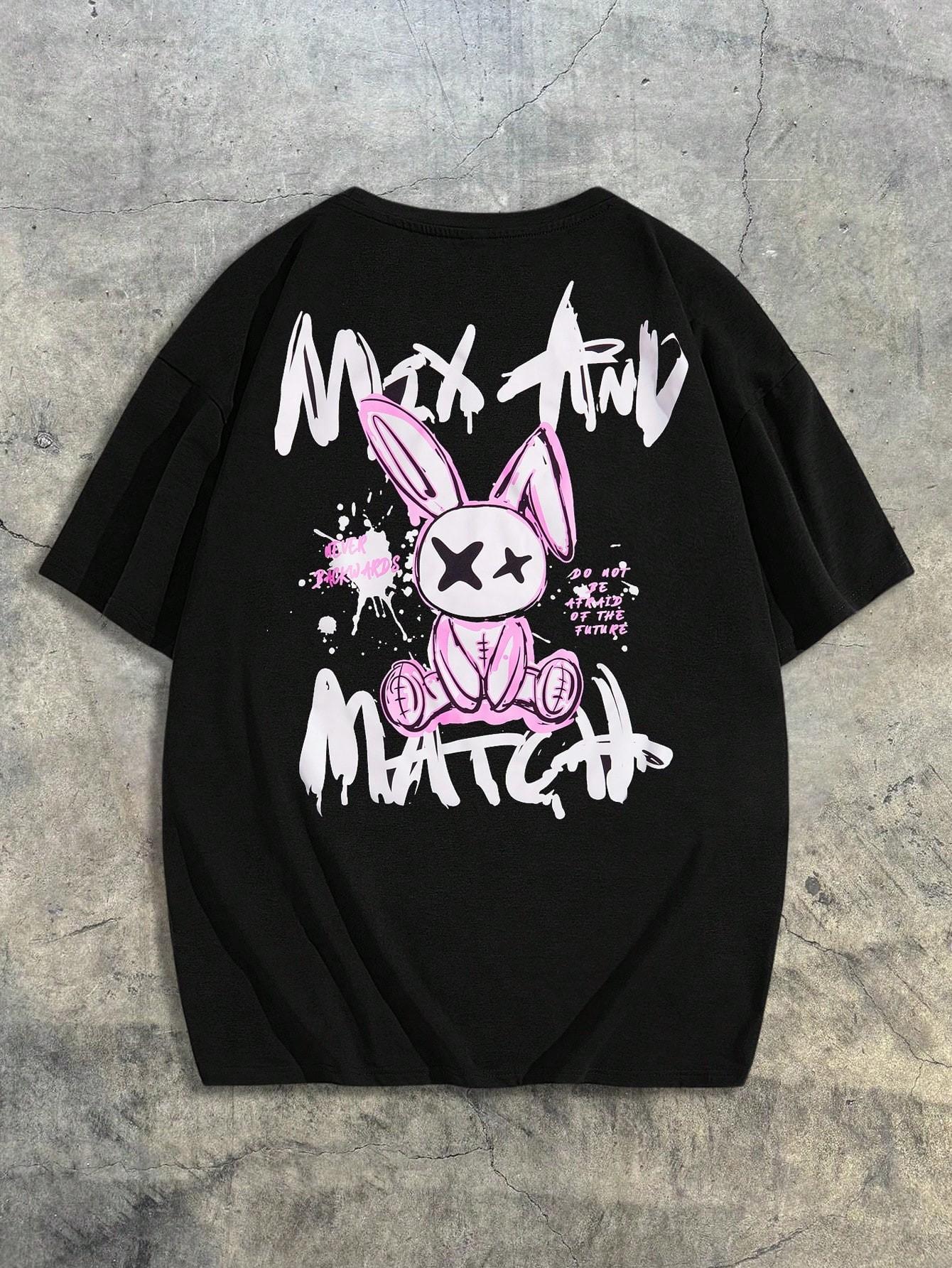 The new mens Tshirt for the summer of 2025 features a casual fashionable comfortable and soft 3D rabbit pattern print S