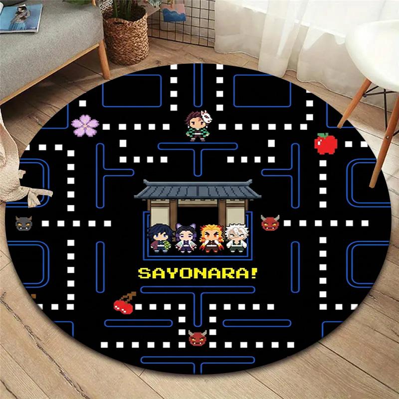 Demon Slayer Round Area Rug Carpet Rug For Living Room Bedroom Sofa Playroom Decor Nonslip Floor Mat
