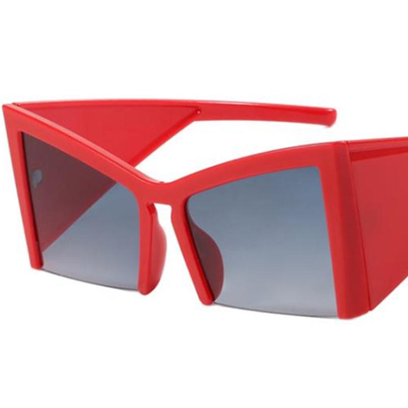 

Fashion Square Sun Glasses Anti-UV Spectacles Oversize Frame Eyeglasses Personality Temples Fashion Semi-Rimless Sunglasses as picture красный
