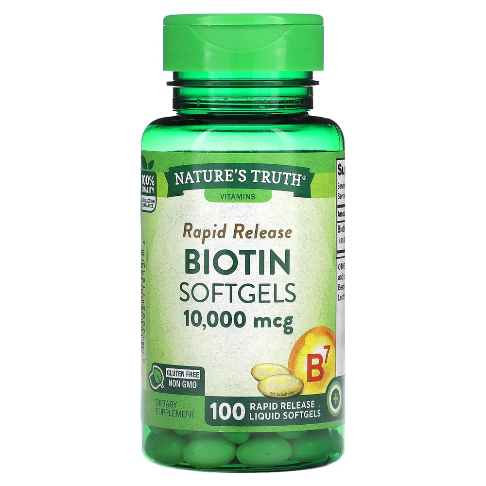 Nature's Truth Biotin 10000mcg Rapid Release Liquid Softgels, 100 Count