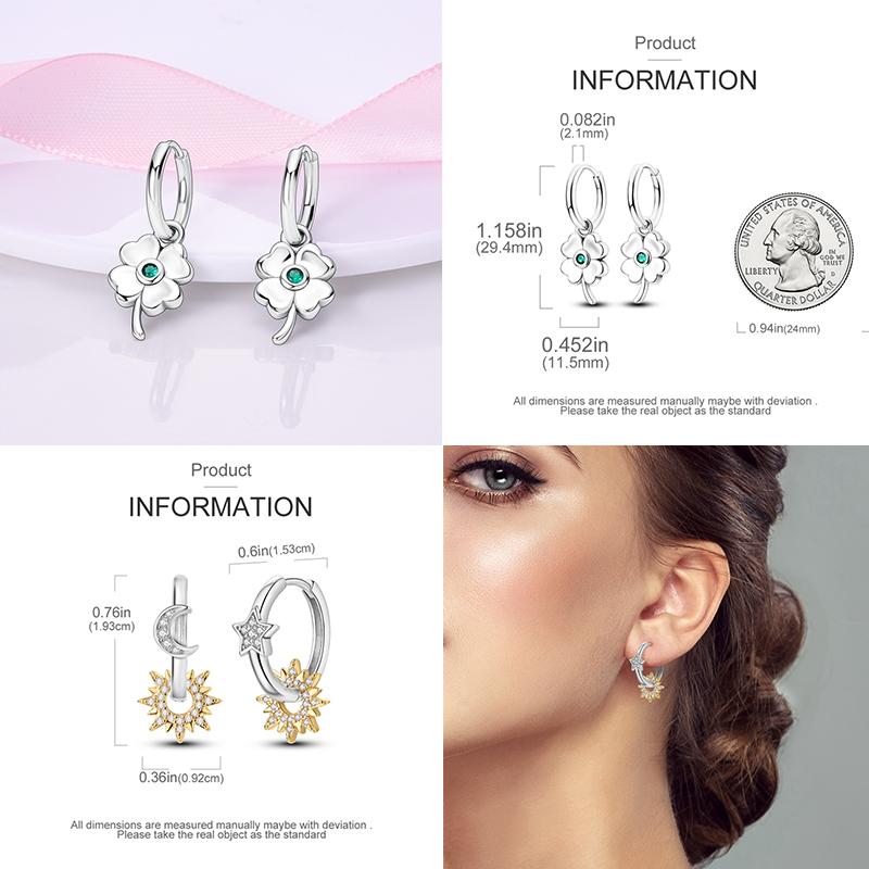 925 Sterling Silver Butterfly Crystal Star Earrings Colorful Feather Hoop Earrings For Women Wedding Engagement Birthday Gift
