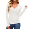 2026 Spring/Autumn Women's V-Neck Cable Knit Sweater - Loose European & American Street Style, Solid Color, Spicy Girl Knitwear