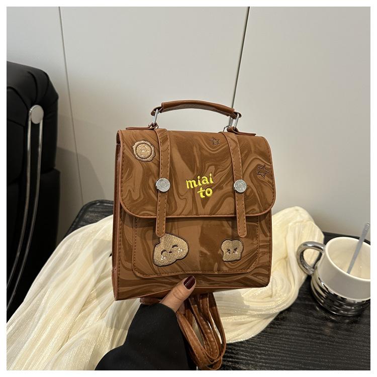 

Винтажная текстура, повседневный стиль колледжа, 225 новый студент, вышитый рюкзак, одноплечная портативная дорожная сумка коричневый