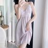 1011 spring, summer and autumn new ice silk sexy pajamas women's pure desire lace high waist and thin hanging skirt with chest pad nightgown