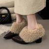 Winter Warm Fluffy Fur Ankle Boots for Women Brand Designer Plush Short Boots Fashion Elegant Thick Heel Women Shoes Botas Mujer
