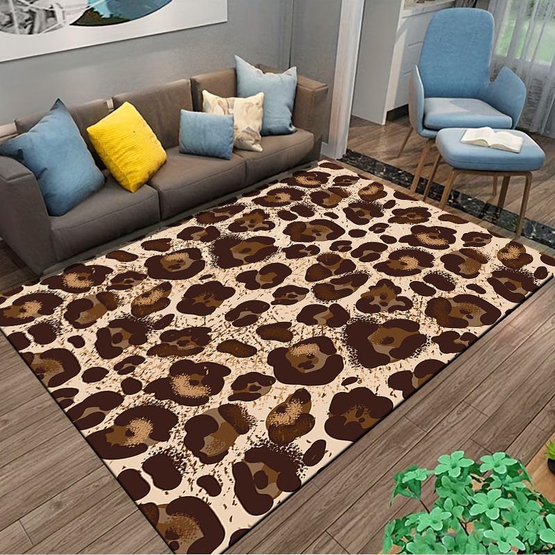 Leopard Print Carpet Design with Brown and Beige Animal Pattern Style Background Suitable for use as an anti-slip for room and bedroom sofas