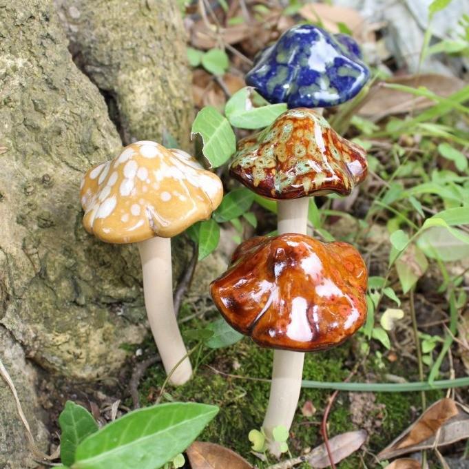 Ceramic Mushroom Ornaments for Garden, Backyard, or Pond Landscaping