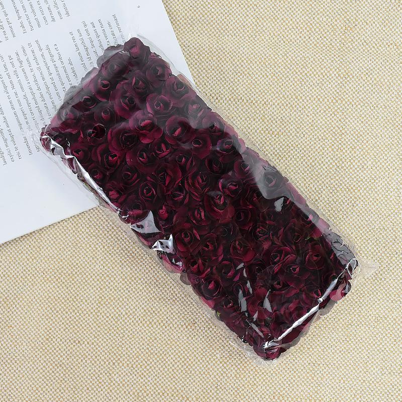 144/288pcs 2cm Mini Paper Rose Artificial Flowers Bouquet For Wedding Home Decoration DIY Scrapbooking Crafts Fake Plants Wreath