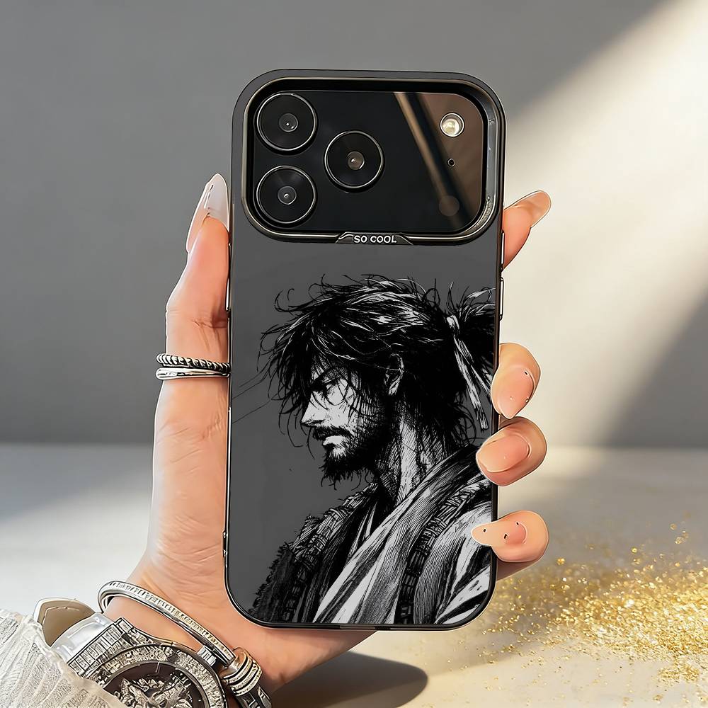 Japanska serier Vagabond Samurai Telefonfodral För iPhone17,16,15,14,13,12,11,Pro,MAX Vit Matt Stötsäker Fodral