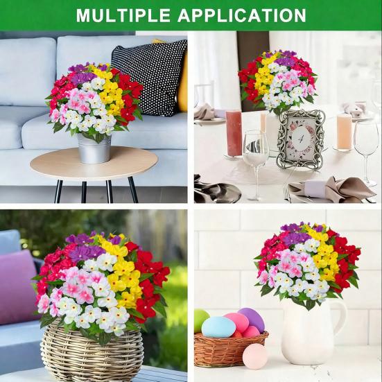 5 Stems Artificial Impatiens Flowers Bouquet for Outdoor UV Resistant Faux Silk Flowers for Outside Front Porch Garden Window Box Planter Decor