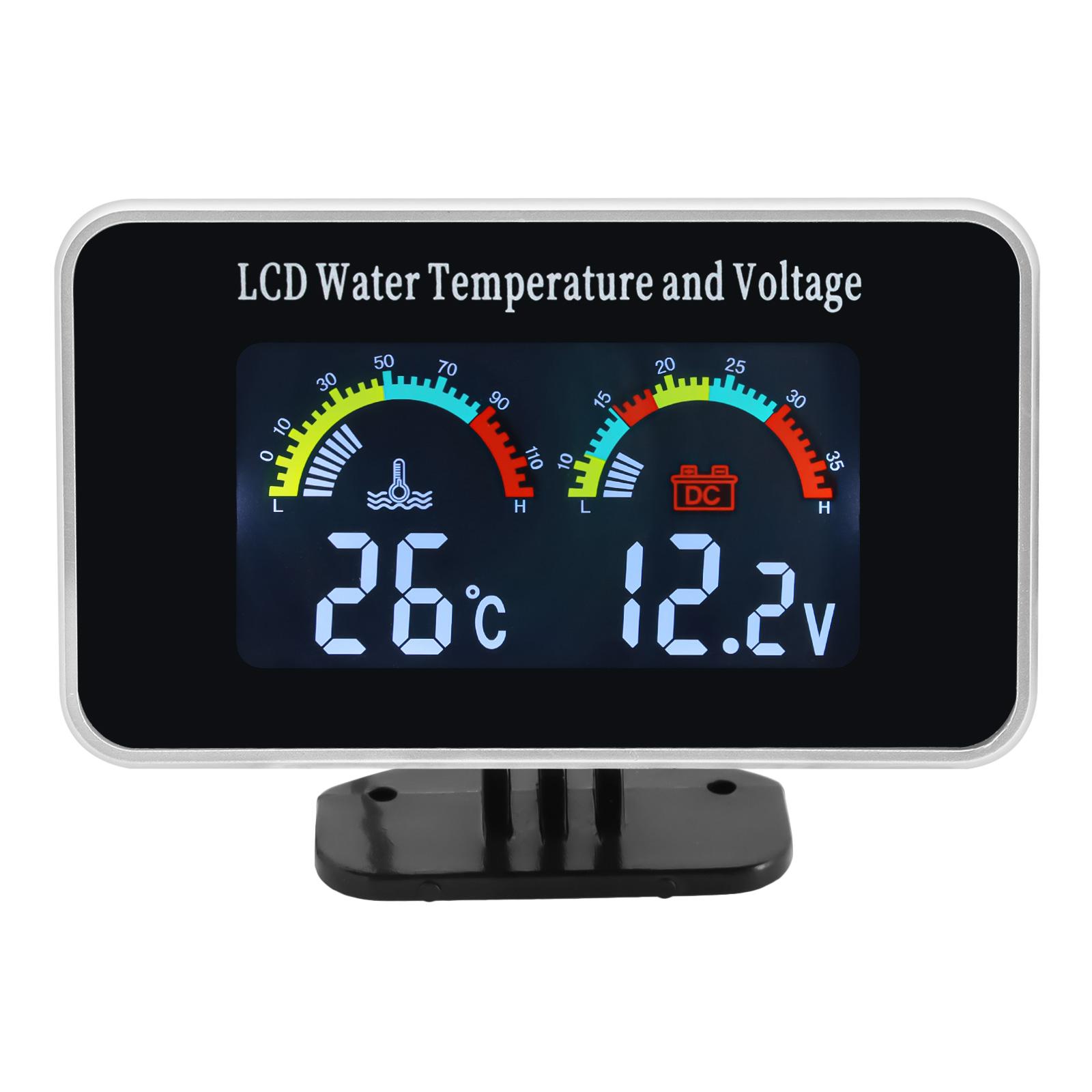 

AD Waterproof LCD Digital Car Truck Voltmeter Water Temp Gauge Temperature Sensor 10mm Temperature Volt Meter 12v Voltage