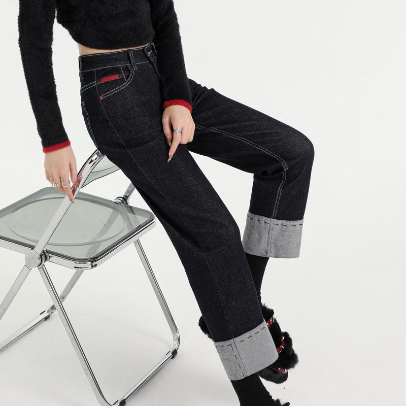 Women's Autumn Sweet and Cool Style Women's Clothing Baguettes Women's Autumn Small Straight Pants Jeans Women's Autumn