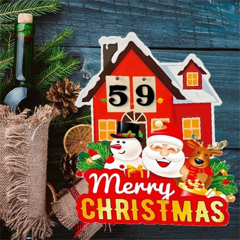 Wood Christmas Calendar Desktop Decor New Year Decorations for Home Offices Tabletop Ornament 2024 Navidad Gift