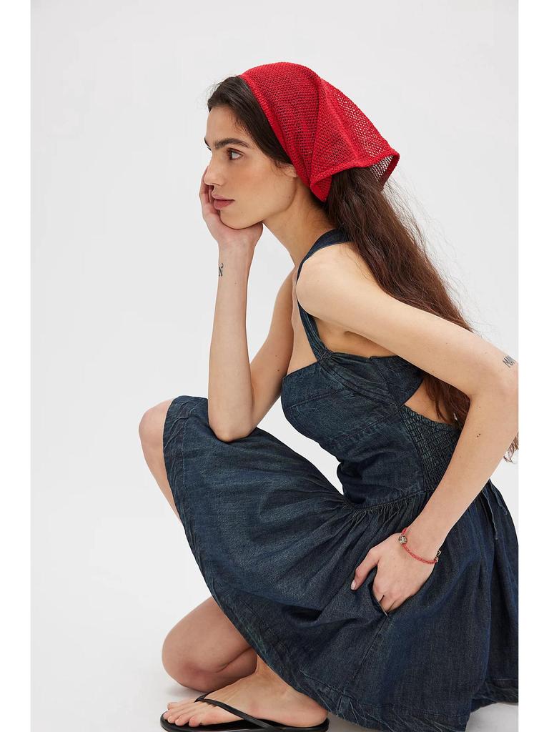 Europäisches & Amerikanisches Damen-Mini-Denimkleid 2025 Sommer, Rückenfrei, Schlank, Hoher Bund, Einfarbig.