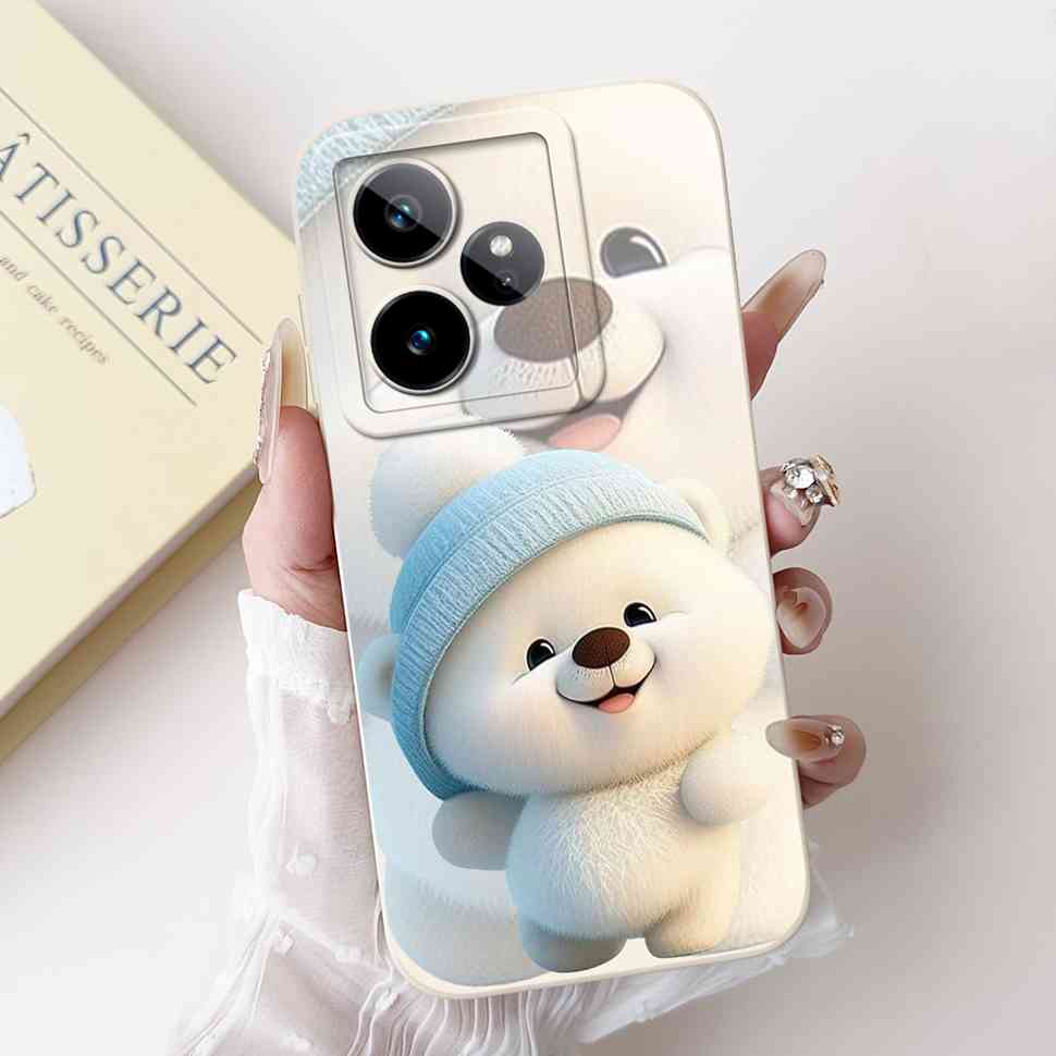 For Realme GT 7 5G 6.78" Case RMX5061 Cartoon Panda New Flower Collection Soft Silicon Cover For Oppo Realme GT7 5G Phone Shell