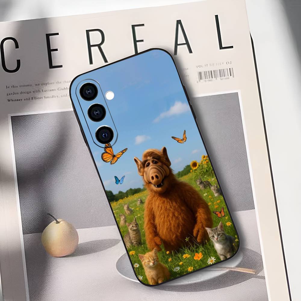 A-Alf TV Series Soft Silicone Phone Case for Samsung Galaxy A73/A72/A71/A70/A53/A52/A51 Black Cover