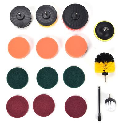 16PCS Drill Brush Attachment Set Scrub Pads Sponge Cleaning Brush for Wall Cleaning Floor Dust