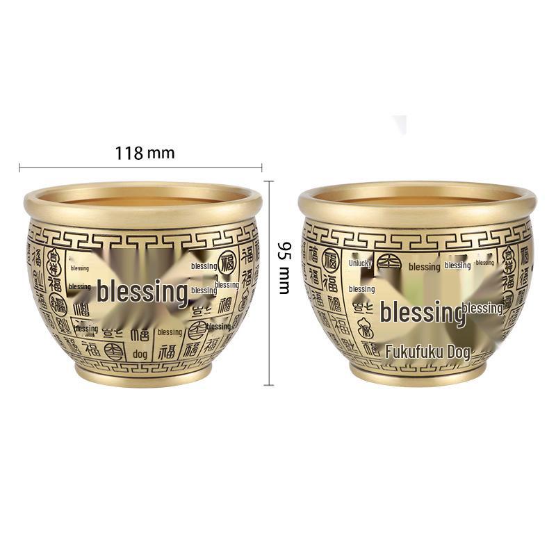 Copper Pot Decorative Ashtray: Pure Brass Blessings and Wealth Attraction Jar.