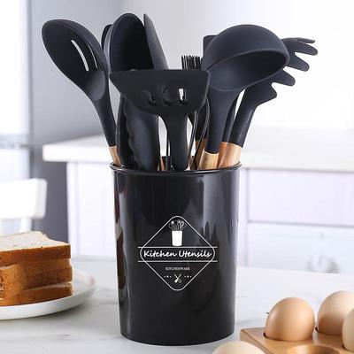 12-Piece Silicone Kitchen Utensil Set: Spatulas, Baking Tools, Oil Brush, Whisk, Cooking Spoon