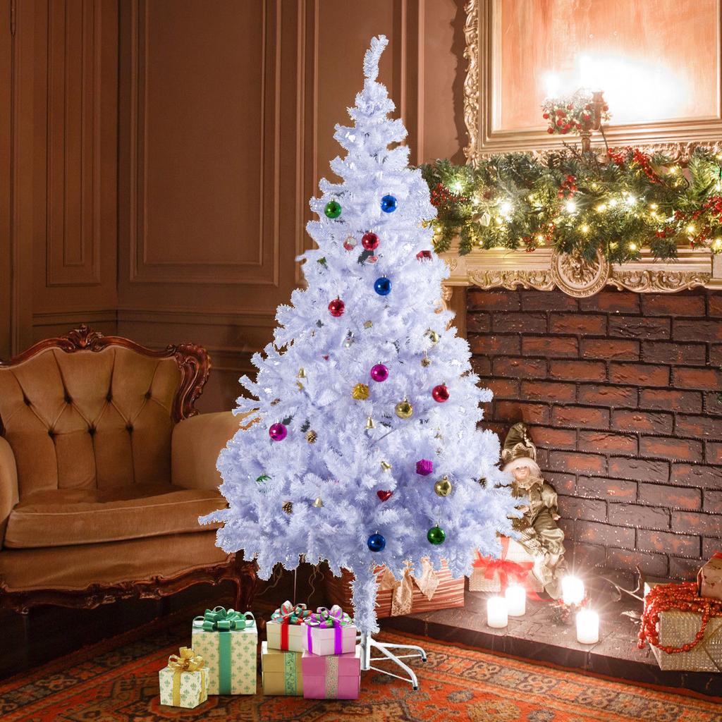 Artificial Christmas Tree 150cm White with 680 PVC Branches and 48 Decorations
