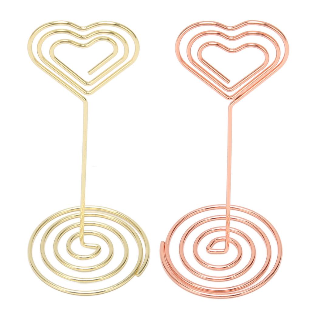 10Pcs Table Number Stands Layered Heart Style Stable Base Electroplated Metal Place Card Holder for 