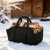 Folding Firewood Bag with a Broad Opening and Reinforced Handles for Hearth, Fire Pit, Camping, and Cabin Wood Transport