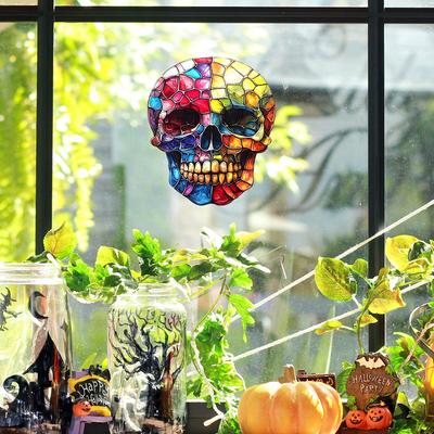 Creative Colored Skull Glass Window Home Beautification and Decoration Static Window Stickers