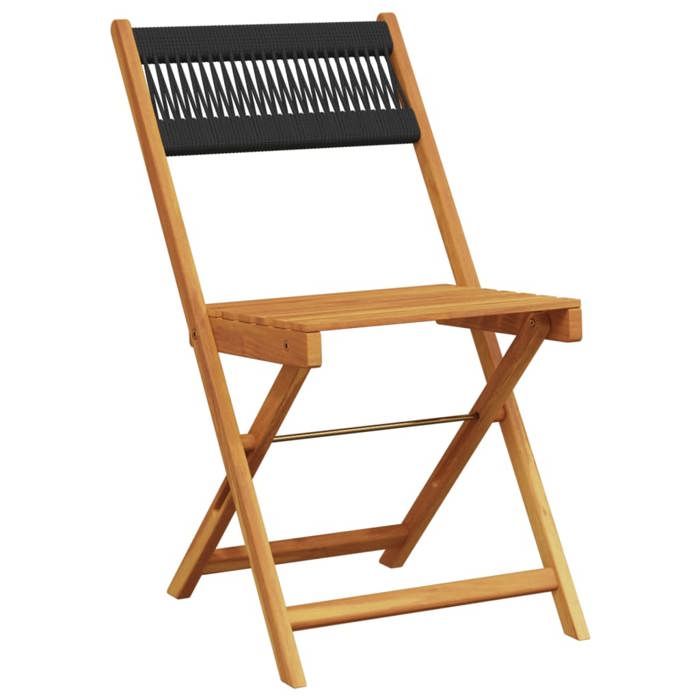 VidaXL Ensemble de bistro 3 pcs noir polypropylène et bois massif, ensemble de bistro de jardin, ensemble de balcon, 3281745