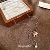 Zircon Tiger Eye Pearl Wood Horse Pendant Sweater Chain - High-End Autumn/Winter Women's Necklace