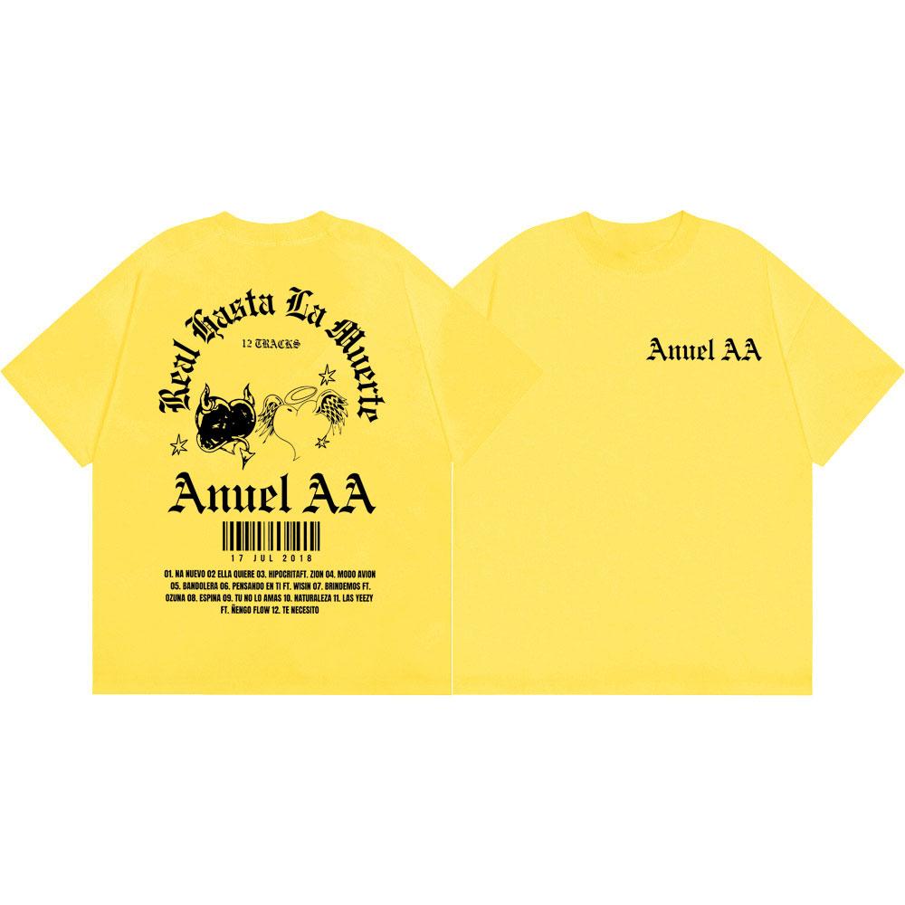 Rapper Anuel AA Double Sided Print T Shirt Men Women Clothing Hip Hop Fashion T-shirt Summer Casual Loose 100%cotton T-shirts