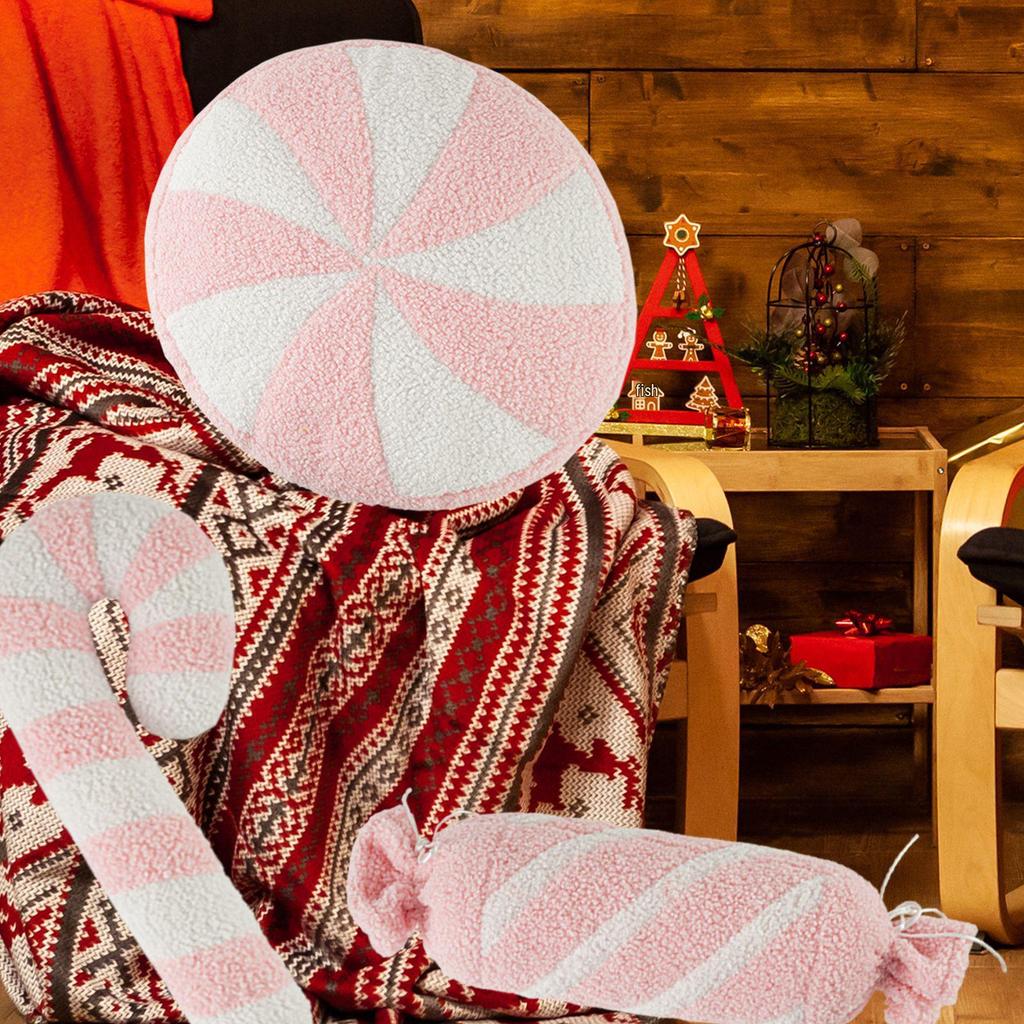 Creative Pink Round Candy Plush Pillow - Christmas Cushion Decoration
