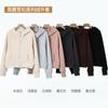 Fleece short hooded sweater women, autumn and winter casual sports cardigan jacket