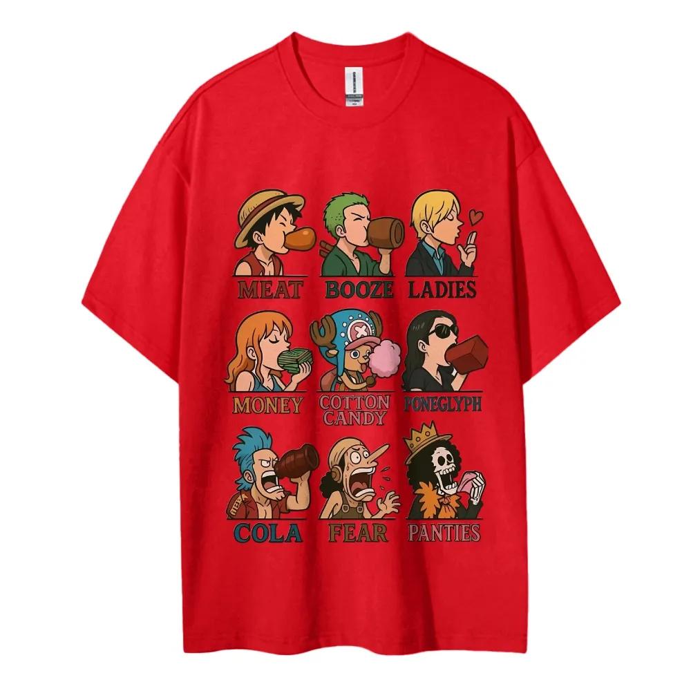One Piece Cotton Unisex Round Neck Anime Tshirt Mens and Womens Boys and Girls Summer New Fashion Breathable Street TShirt