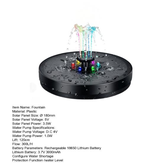 Solar Floating Bath Fountain with Colorful LED Lights Rechargeable Bathtub Water Sprinkler for Kids Automatic Operation Bath Tub Fountain for Pool Tub