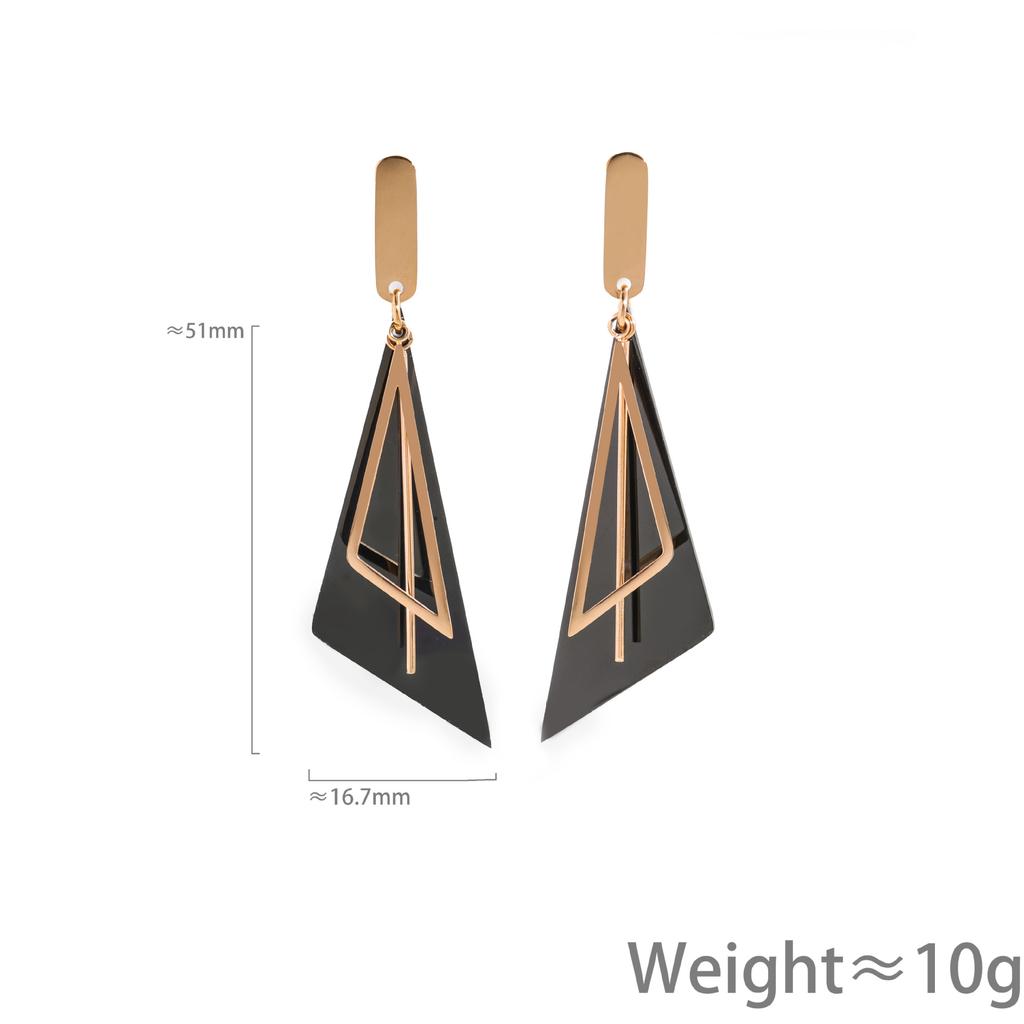 Non-titanium Steel Long Earrings Modify Face Shape Temperament Fringed Earrings Triangle Earrings Niche Personality Design