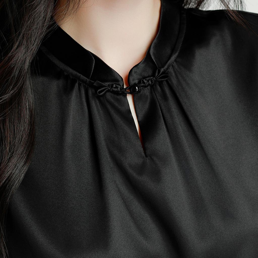 [New Chinese Style Pankou] New 92 Mulberry Silk Elegant Wrinkled Tank Top Women's Versatile Mulberry Silk Shirt T-shirt