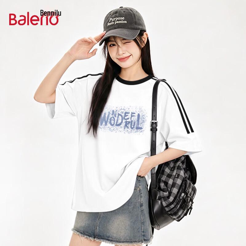 Baleno Women's American Retro Striped Cotton T-Shirt