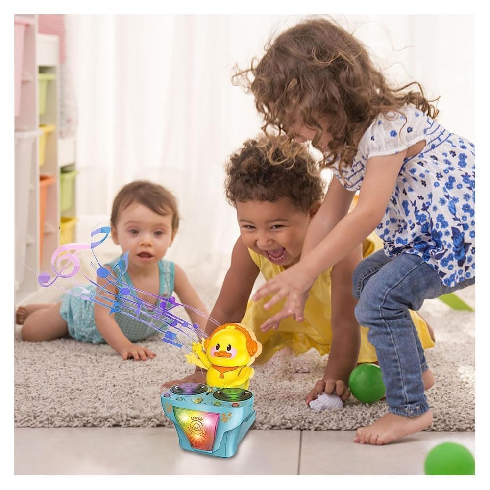 Hudební hračka kachna - Tancující diskžokej zpívající kachna se světly a zvuky - Interaktivní učení, Diskžokej zpívající kachna pro děti od 3 let (Modrý)