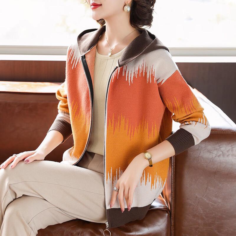 

Baolianduo Women s Spring/Autumn Casual Hooded Knit Cardigan 3XL