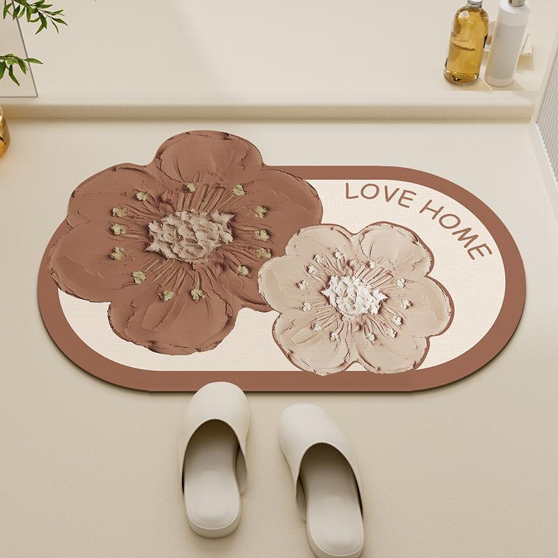

Bathroom Floor Mat Anti Slip and Absorbent Soft Pad Bathroom Bathroom Kitchen, Foot Mat 40×60cm