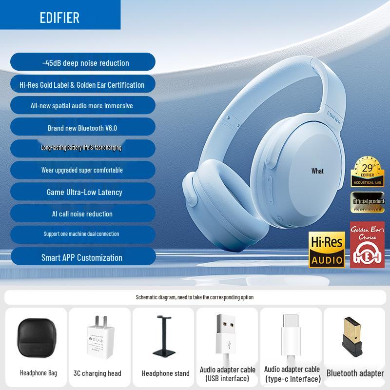 Edifier MT6PRO Bluetooth Noise-Cancelling Over-Ear Headphones for Gaming and Computer Use