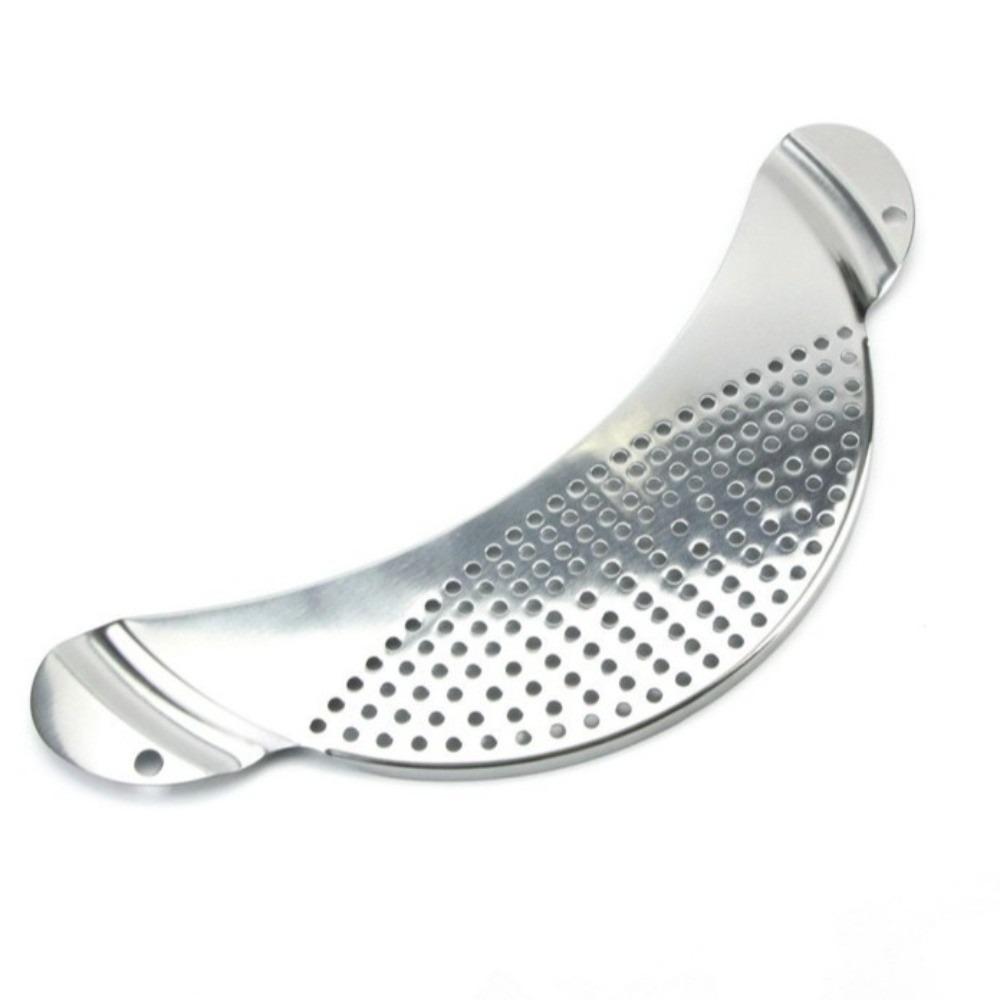 Multi Use Function Half Moon Skimmer Stainless Steel Drain Plate Practical Oil Strainer Draining