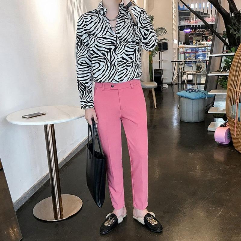 Korean Version Zebra-stripe Sense of Design Trend Handsome Loose Hipster Retro Versatile Sexy Men's Shirt Spring Autumn 2024