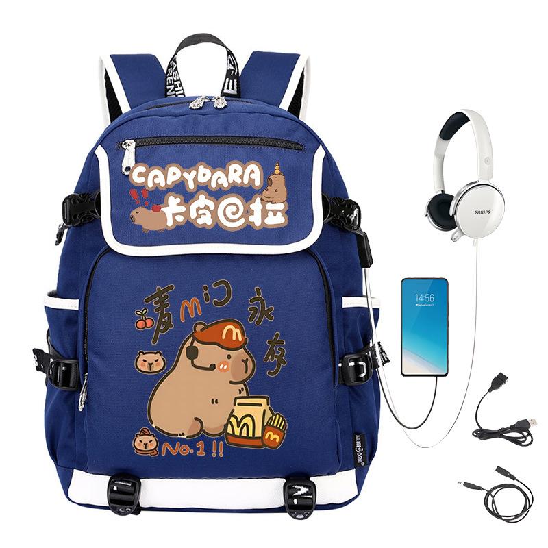 Kapibara Schoolbag Large Capacity Cute Junior High School Students Durable Lightweight Backpack Men and Women