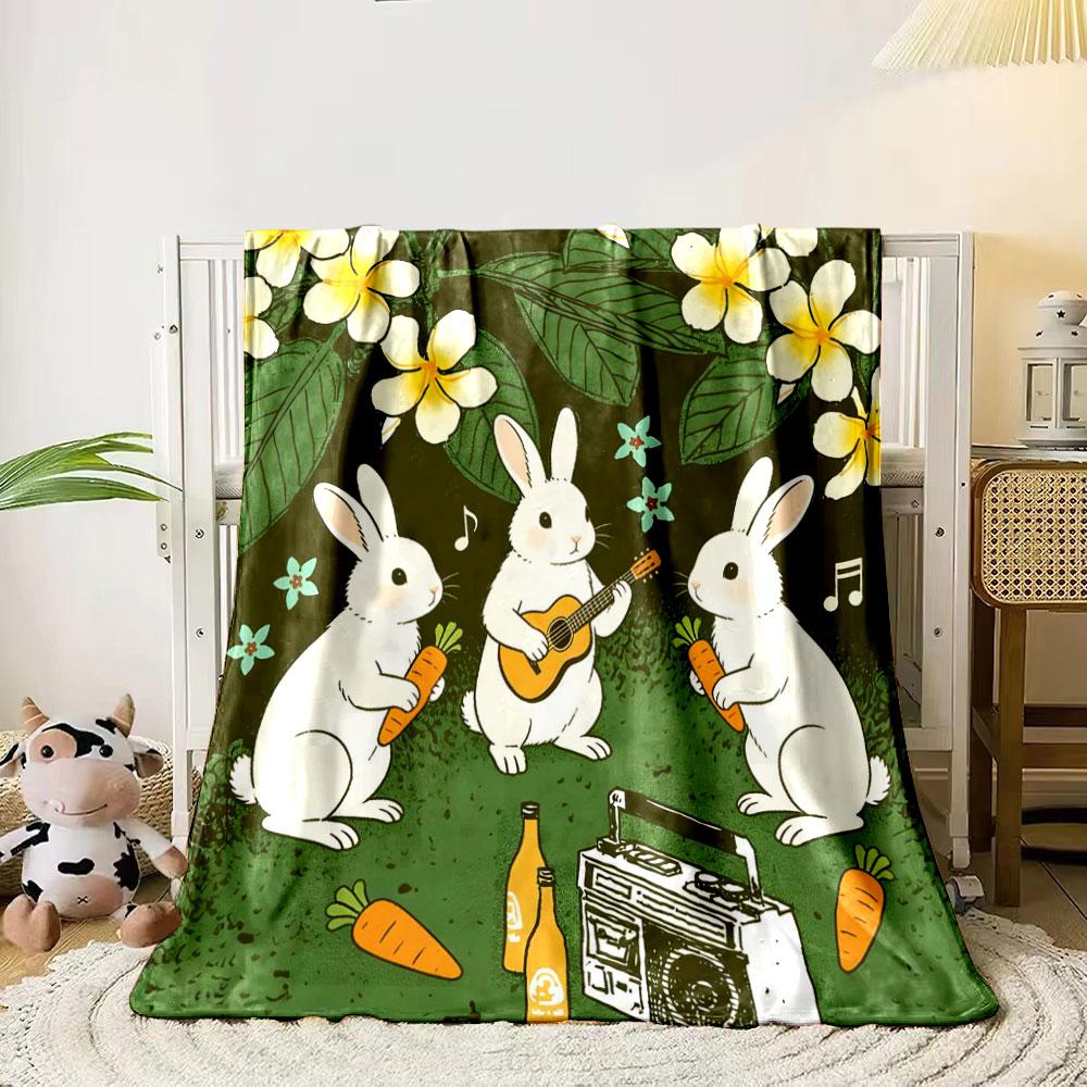 

6 Style Animals Gathering Under The Flowers Print Blanket, All-Season Multi-Use for Nap Camping Travel Car Sofa Luxury Gifts 75x90cm