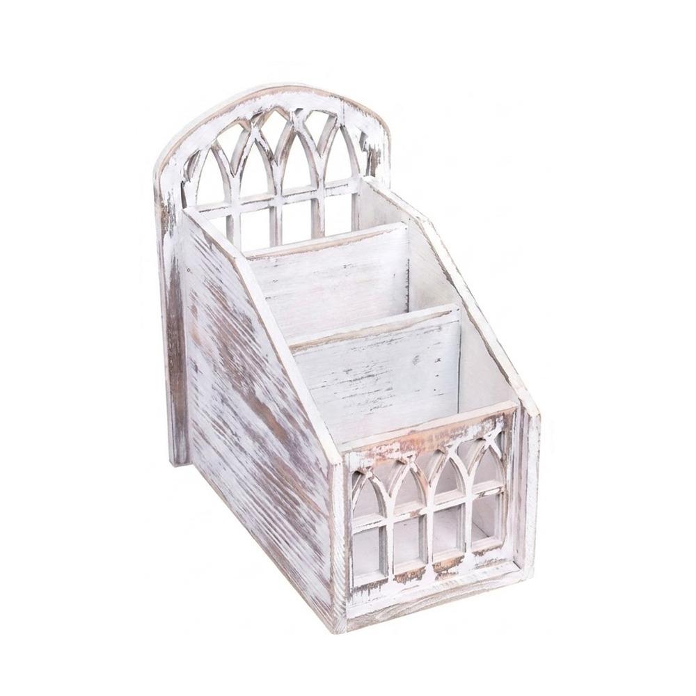 

Vintage Style Remote Control Storage Box 3 Grids Desktop Storage Box for Living Room Style B