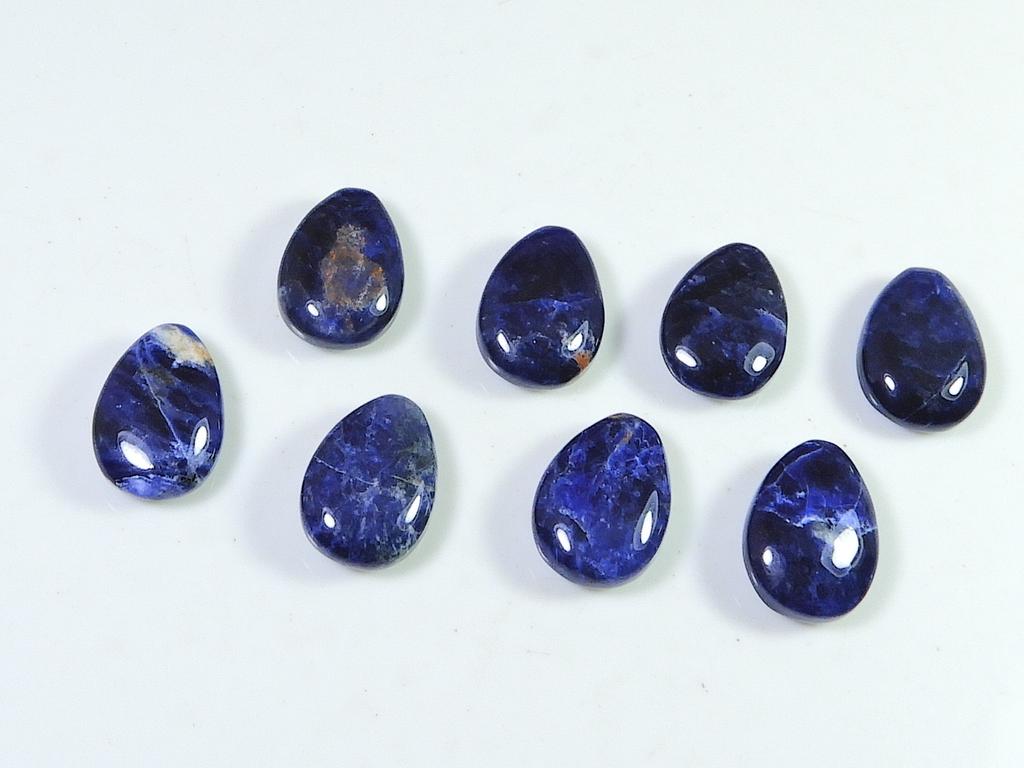 35Cts. Natural Blue Sodalite Pear Cabochon Loose Gemstone 08 Pcs Lot 10X14MM RQ-1973