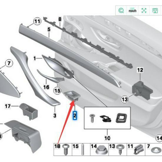 BMW F10 523/525 Left Rear Door Window Regulator Switch Trim Panel (Part 51417225889)